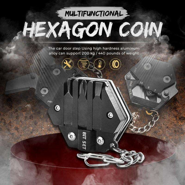 Multifunctional Hexagon Coin Pocket Knife Folding Knife Outdoor Tool - Golden Greatness