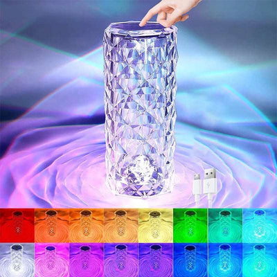 16 Colors LED Crystal Lamp Rose Light Touch Table Lamps Bedr - Golden Greatness